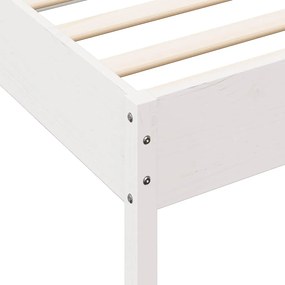 Κρεβάτι Βιβλιοθήκη Χωρίς Στρώμα Λευκό 135x190 εκ Μασίφ Πεύκο - Λευκό