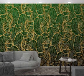 Μοντέρνα Ταπετσαρία Τοίχου Πράσινο Κίτρινο Με Φύλλα 47241 1.59x2.70m