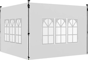Σετ 2 πλαϊνά για κιόσκι 3x3/3x4 m, πλαϊνός τοίχος με παράθυρο, αδιάβροχο λευκό