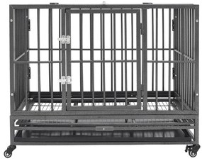vidaXL Κλουβί Σκύλου με Τροχούς 92 x 62 x 76 εκ. Ατσάλινο