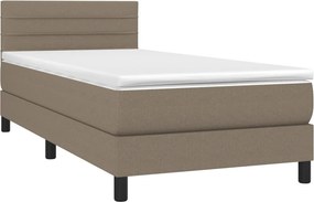 vidaXL Κρεβάτι Boxspring με Στρώμα &amp; LED Taupe 90x200 εκ. Υφασμάτινο