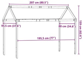 Οροφή Κρεβατιού Παιδική Λευκό 207x95,5x159εκ. Μασίφ Ξύλο Πεύκου - Λευκό