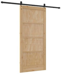 vidaXL Συρόμενη Πόρτα Χειροκίνητος Καφέ 93 x 202 cm Μασίφ ξύλο πεύκου