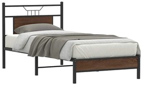 vidaXL Πλαίσιο Κρεβ. Χωρ. Στρώμα Καφέ Δρυς 90 x 190 εκ. Επεξ. Ξύλο