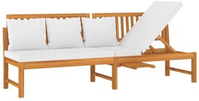 vidaXL Καναπές Κρεβάτι 200x60x75 εκ. Μασίφ Ακακία με Κρεμ Μαξιλάρι