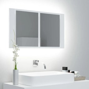 Καθρέφτης Μπάνιου με Ντουλάπι LED Λευκός 80x12x45 εκ. Ακρυλικός