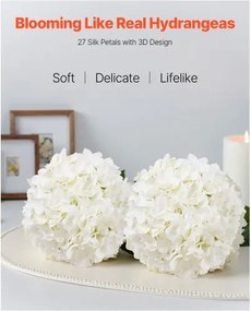 VEVOR 105 Pcs Artificial Silk Hydrangea Flowers 9.8 In Bouquet Arrangement White