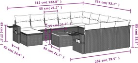 vidaXL Σετ Καναπέ Κήπου 13τεμ Μπεζ Συνθ. Ρατάν με Μαξιλάρια