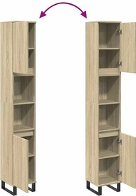 vidaXL Ντουλάπι Μπάνιου Sonoma Δρυς 30x30x190 εκ. Επεξεργασμένο Ξύλο