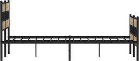 vidaXL Σκελετός Κρεβ. Χωρίς Στρώμα Sonoma Δρυς 150x200 εκ. Μεταλλικό