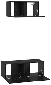 vidaXL Σετ επίπλου τηλεόρασης 2 pcs Μαύρη Οξυά Επεξεργασμένο ξύλο
