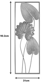 Διακοσμητικό τοίχου Tropana II Inart μέταλλο σε χρυσή και λευκή απόχρωση 31x2.5x90.2εκ