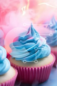 Intra Συλλεκτικό Ξύλινο Παζλ Plywood 4mm - Λαχταριστά cupcakes με μπλε γλάσο και ροζ πάγωμα Σε Ξύλινο Κουτί - Διαστάσεις: 10x10 cm – 25 κομμάτια
