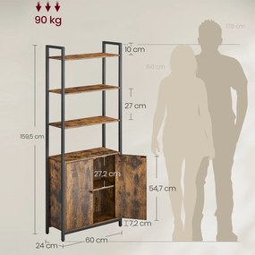 Ραφιέρα Δαπέδου 3 Θέσεων Με Ντουλάπι (60x24x159.5) Vasagle LLS133K01