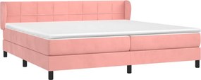 vidaXL Κρεβάτι Boxspring με Στρώμα Ροζ 200x200 εκ. Βελούδινο