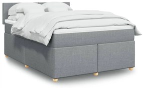 Κρεβάτι Boxspring με Στρώμα Ανοιχτό Γκρι 140x190 εκ. Υφασμάτινο - Γκρι