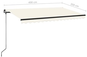 vidaXL Τέντα Συρόμενη Χειροκίνητη Κρεμ 400 x 350 εκ.
