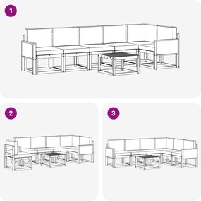vidaXL Σειρά Καναπέ Εξωτερικού 7 pcs Φυσικό και Κρέμα Πολυεστέρας