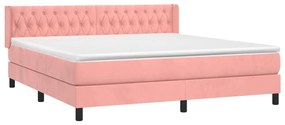 vidaXL Κρεβάτι Boxspring με Στρώμα Ροζ 180x200 εκ. Βελούδινο