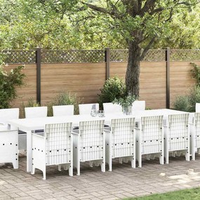 vidaXL Σέτ φαγητού για κήπο 15 pcs Λευκό Rattan Polt