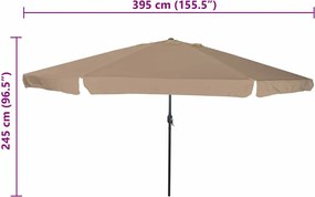 vidaXL Ομπρέλα Κήπου Taupe 394 x 394 x 248 εκ Πολυεστέρας και Χάλυβας