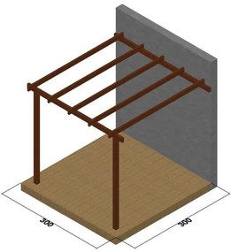 Ξύλινος σκελετός πέργκολας απο τοίχο 400 x 400εκ