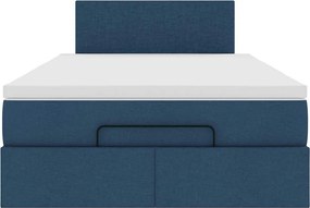 vidaXL Οθωμανικό κρεβάτι με στρώμα μπλε 120x190 cm ύφασμα