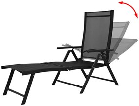 vidaXL Ξαπλώστρα Πτυσσόμενη Μαύρη Αλουμινίου