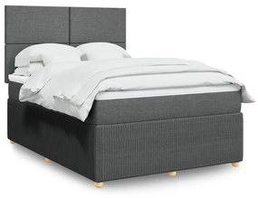 ΚΡΕΒΑΤΙ BOXSPRING ΜΕ ΣΤΡΩΜΑ ΣΚΟΥΡΟ ΓΚΡΙ 140X200 ΕΚ ΥΦΑΣΜΑΤΙΝΟ 3292073