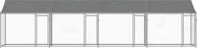 vidaXL Κλουβί Σκύλου με Οροφή και Πόρτες Γκρι 8x2x2 μ. Γαλβ. Χάλυβας