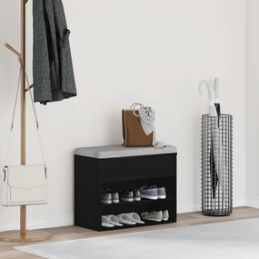 vidaXL Παγκάκι Χαλού Μαύρο Οξιά 60x30x45 εκ. Επεξεργασμένο Ξύλο