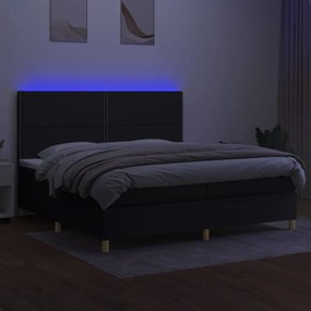 ΚΡΕΒΑΤΙ BOXSPRING ΜΕ ΣΤΡΩΜΑ &amp; LED ΜΑΥΡΟ 200X200 ΕΚ. ΥΦΑΣΜΑΤΙΝΟ 3135383