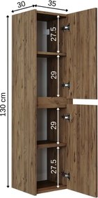 Stewehome Ντουλάπι Πετσετών Μπάνιου με Ράφια 35x30x130 cm