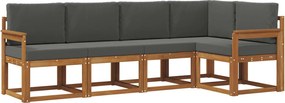 vidaXL Σειρά Καναπέ Εξωτερικού 5 τμχ. Φυσικό και Ανθρακί