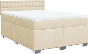 vidaXL Κρεβάτι Boxspring με Στρώμα Κρεμ 140x200 εκ. Υφασμάτινο
