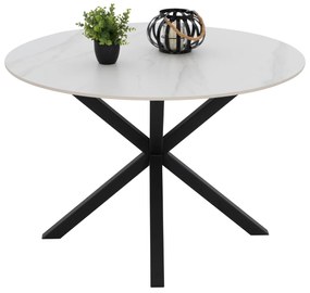 ΤΡΑΠΕΖΙ ΤΡΑΠΕΖΑΡΙΑΣ ΣΤΡΟΓΓΥΛΟ SYNTEC HM9309.02 SINTERED STONE ΛΕΥΚΟ ΜΕΤΑΛ.ΠΟΔΙΑ Φ115x75Y εκ.