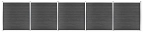 Σετ Πάνελ Περίφραξης Μαύρο 872 x 186 εκ. από WPC