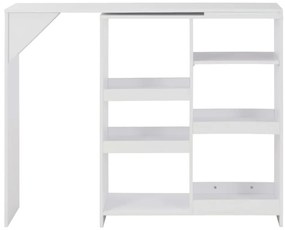 vidaXL Τραπέζι Μπαρ με Κινητό Ράφι Λευκό 138 x 39 x 110 εκ.
