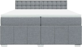 vidaXL Κρεβάτι Boxspring με Στρώμα Ανοιχτό Γκρι 200x200 εκ. Υφασμάτινο