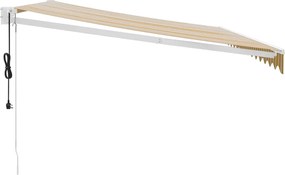 vidaXL Τέντα Πτυσσόμενη Αυτόματη Κίτρινη και Λευκή 4,5 x 3 μ.