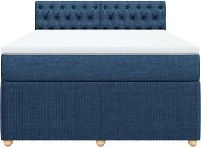 vidaXL Κρεβάτι Boxspring με Στρώμα Μπλε 140x190 εκ. Υφασμάτινο