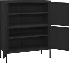 vidaXL Ντουλάπι Αποθήκευσης Μαύρο 80 x 35 x 101,5 εκ. από Ατσάλι