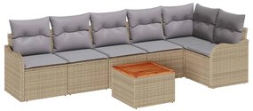 vidaXL Σετ Καναπέ Κήπου 7 pcs Μπεζ Πολυ ράταν