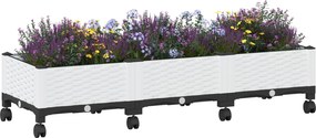 vidaXL Κήπος Γλαστράκι με Ροδάκια Λευκό 120 x 40 x 29 cm PP