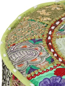 vidaXL Πουφ Patchwork Στρογγυλό Χειροποίητο Πράσινο 40x20 εκ. Βαμβάκι