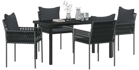 vidaXL Σέτ φαγητού για κήπο 5 pcs Μαύρο Πολυ ράταν