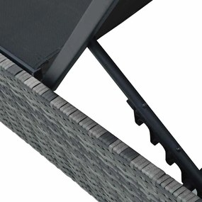 vidaXL Ξαπλώστρα με μαξιλάρι Γκρι 60 x 200 x 27εκ συνθετικό ρατάν