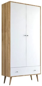 Ντουλάπα ρούχων Samet  δίφυλλη χρώμα λευκό - sapphire oak 80x50x195εκ. - 0235951