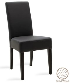 Καρέκλα Ditta pakoworld PU ανθρακί-πόδι μασίφ ξύλο wenge