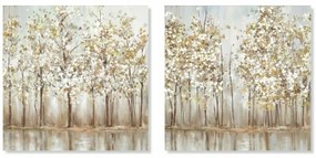 Καμβάς DKD Home Decor Δέντρα Παραδοσιακά 90 x 2 x 90 cm (x2)